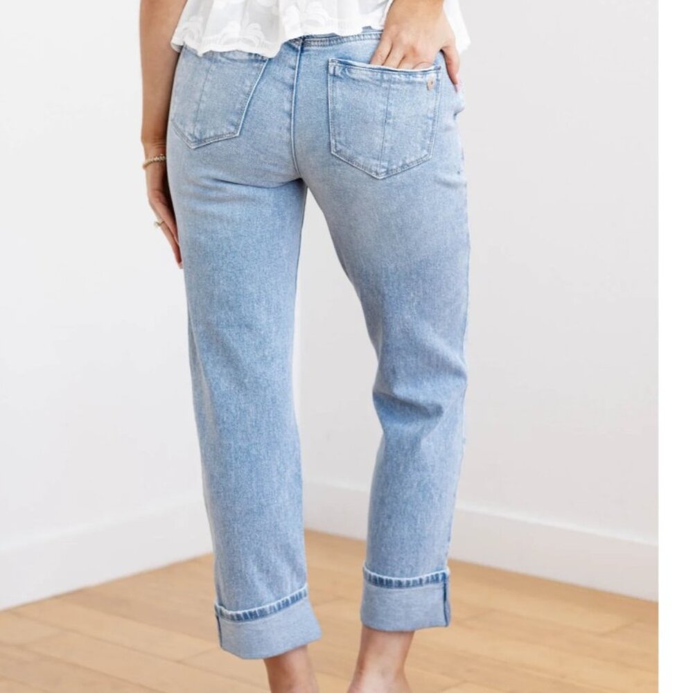 Democracy Jeans Womens 16 Blue Ab Solution High Rise Side Entry Pocket Boyfriend - Picture 7 of 14